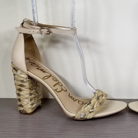Sam Edelman Yoana Woven Trim Sandal, Ivory & Gold, Womens Size 9.5 M / 39.5 - Picture 7 of 13